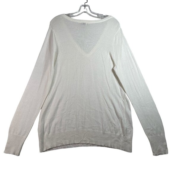 A New Day Womens Pullover VNeck Sweater Size XL White Long Sleeve Lightweight - Picture 6 of 9